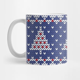 Knitting Blue Xmas trees Mug